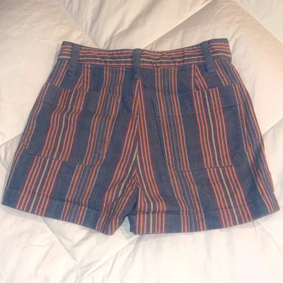 MADEWELL Emmett Shorts in Rainbow Stripe Size 24 soft denim High waisted. - Picture 5 of 15